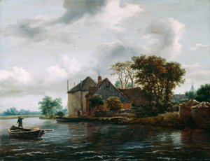 Gård og hayrick ved en flod af Jacob van Ruisdael