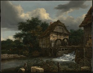To vandmøller og en åben sluse af Jacob van Ruisdael