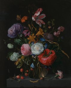 Blomster i en glasvase, ca. 1670