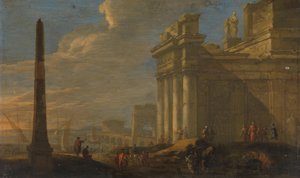 Italiensk havneudsigt af Jacob van der Ulft (signed by artist)