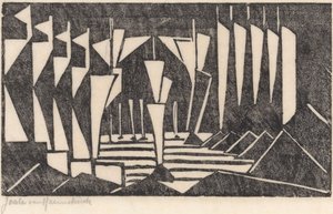 Komposition (Sejlads på en sø) af Jacoba van Heemskerck (signed by artist)