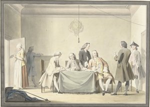 Kommissærernes møde for at modtage Liberale Gifte eller 50. medalje, 12. september 1747 af Jacobus Buys (signed by artist)