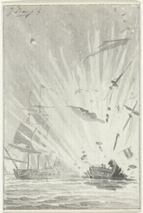 Eksplosion af den hollandske kaper De Dappere Patriot i kamp med det engelske skib Kameleon, 14. august 1781
