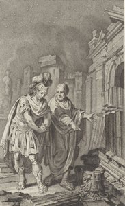 Scipio Aemilianus før ruinerne af Karthago i selskab med Polybius, 1797.