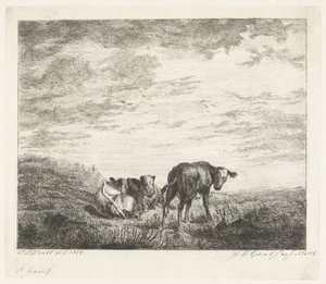 Tre kalve af Jacobus Cornelis Gaal (signed by artist)