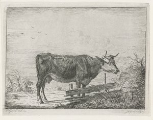 Ko stående ved et hegn af Jacobus Cornelis Gaal