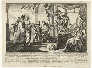 Tegneserie om advokatbranchen, der drager fordel af menneskets skænderier, 1687 Interest des