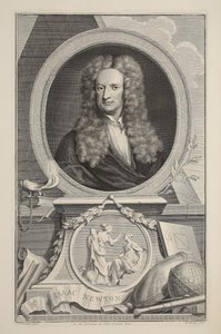 Portræt af Isaac Newton, illustration fra "Heads of Illustrious Persons of Great Britain", udgivet af Knapton, London 1742 af Jacobus Houbraken