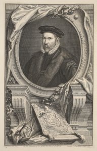 Portræt af Nicholas Bacon, illustration fra "Heads of Illustrious Persons of Great Britain", udgivet af Knapton, London 1742 af Jacobus Houbraken