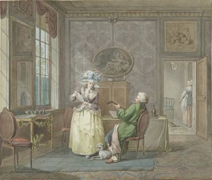Musikpar i et interiør af Jacobus Johannes Lauwers