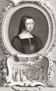 Louise af Savoyen (1476-1531) fransk adelsmand og regent, hertuginde af Auvergne og Bourbon, hertuginde af Nemours og mor til kong Frans I (stik) af Jacobus and Vertue George Houbraken