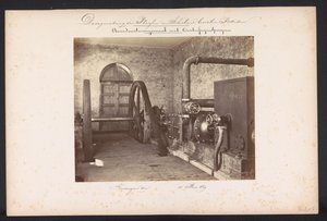 Damppumpestation med centrifugalpumper / Kralingen den 14. maj 1869 (titel på objekt) Genvinding af søerne i Schieland øst for Rotterdam (serietitel på objekt)