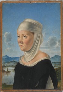 Portræt af en kvinde, muligvis en nonne fra San Secondo; (bagside) scene i grisaille