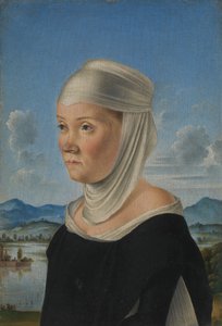 Portræt af en kvinde, muligvis en nonne fra San Secondo, omvendt Scene i Grisaille, ca. 1485-95.