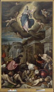 St. Roch besøger pestofrene, ca. 1575 (olie på lærred) af Jacopo Bassano
