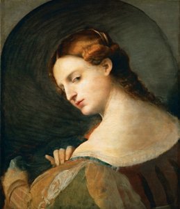 Portrait de jeune femme de profil - Portræt af en ung kvinde i profil, af Palma il Vecchio, Jacopo, den ældre (1480-1528). Olie på træ, ca. 1520. Mål : 49x42,4 cm. Kunsthistorisk museum, Vienne