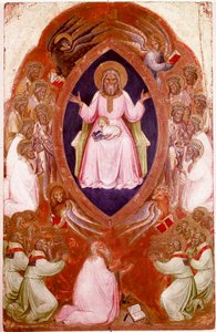 Centralpanelet i Åbenbaringens Polyptykon: Synet om Sankt Johannes Evangelisten. Detrempe på træ af Jacobello Alberegno (1367-1397 ca.) 1360-1390. Gallerie dell