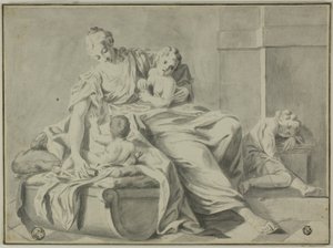 Mor og tre børn af Jacopo Amigoni