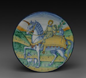 Plade: Man Riding a Unicorn, ca. 1510. af Jacopo Caffagiolo