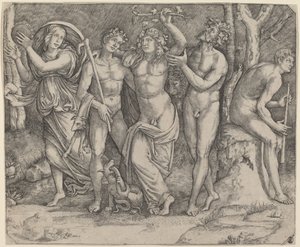 Bacchus og hans ledsagere af Jacopo Francia