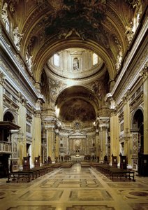 Indvendigt billede af Chiesa del Gesu, bygget 1568-75 af Jacopo Vignola