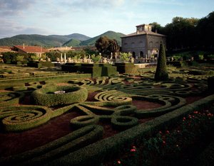 Udsigt over villa Lante af Jacopo Vignola