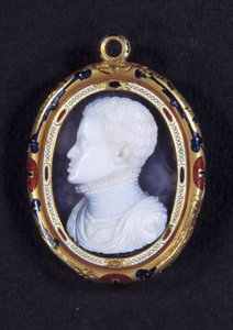 Portræt af prins Don Carlos (1545-1568) af Spanien. Calcedon medaljon af Jacopo Nizzola da Trezzo