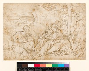 Resten på flyvningen til Egypten, 1400-1499 af Jacopo Palma