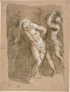 Studie til Kristi flagelation af Jacopo Palma il Giovane