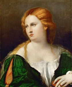 Ung kvinde i en grøn kjole, en æske i hånden, ca 1514