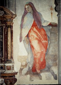 Bebudelse. Detalje af Jomfruen - Fresco af Jacopo Pontormo