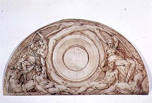 Studer for en lunette (pen og blæk om bord) af Jacopo Pontormo
