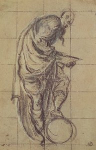 En filosof stående på en globus (kul på papir) af Jacopo Robusti Tintoretto