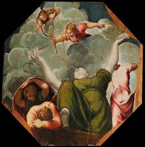 Apollo og Diana straffer Niobe ved at dræbe hendes børn, ca 1541. af Jacopo Robusti Tintoretto