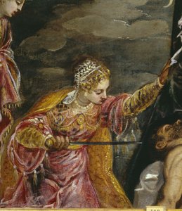 Detalje af Judith og Holopherne, ca. 1552-55 (Olie på lærred) af Jacopo Robusti Tintoretto