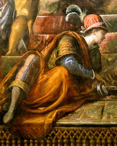 Doge Niccolo da Ponte modtager olivengren fra Venedig, af Jacopo Robusti kendt som Tintoretto (1518-1594), Detail, Sala del Maggior Consiglio (Hall of Great Council), Palazzo Ducale, Venedig af Jacopo Robusti Tintoretto