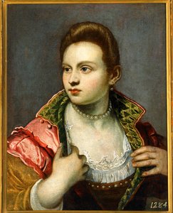 Kvindeportræt, forlænget ... af Jacopo Robusti Tintoretto