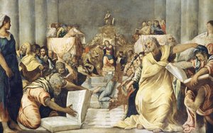 Jesus blandt læger i Jerusalems tempel af Jacopo Robusti Tintoretto