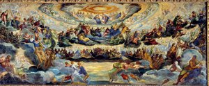 Paradisskitsen af ​​Jacopo Robusti dit Le Tintoret (Il Tintoretto) (1518-1594) 1500-tallet søn. 1,43x3,62 m af Jacopo Robusti Tintoretto