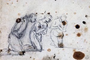 Studie til knælende figurer af Jacopo Robusti Tintoretto