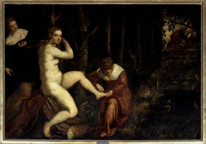 Suzanne i badet Maleri af Jacopo Robusti dit Le Tintoret (Il Tintoretto) (1518-1594) 1500-tallet søn. 1,67x2,38 m Paris, Musée du Louvre af Jacopo Robusti Tintoretto