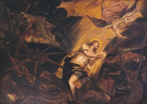The Martyrium of St Catherine, af Jacopo Robusti, kendt som Tintoretto (1518-1594), Patriarkalske Palads, Venedig, Italien af Jacopo Robusti Tintoretto