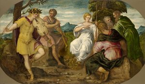 Musikkonkurrencen mellem Apollo og Marsyas, ca 1545. af Jacopo Robusti Tintoretto