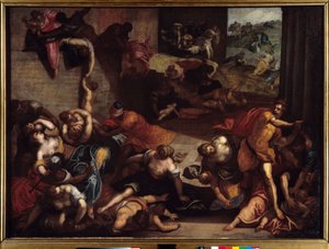 Massakren på det uskyldige Maleri af Jacopo Robusti dit le Tintoret ou Il Tintoretto (1518-1594) 1500-tallet søn. 1,34x1,86 m Rennes, Musee des Beaux Arts. af Jacopo Robusti Tintoretto