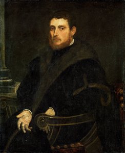Ung mand med rødt skæg i en lænestol (olie på lærred) af Jacopo Robusti Tintoretto