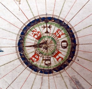 Kompaspunkt, renæssancekort over Europa, Jacopo Russo (efter) 1528