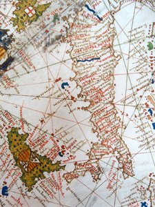 Italien og Sicilien fra et renæssancekort over Europa, Jacopo Russo (efter), 1528