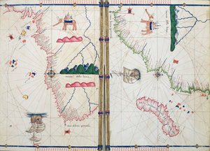 Ms Ital 550.0.3.15 fol.4v-5r Kort over Afrika og Kap det Gode Håb, fra 