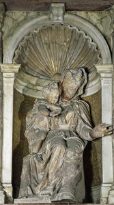 Jomfruen og barnet (terracotta forgyldt og malet af Jacopo Sansovino