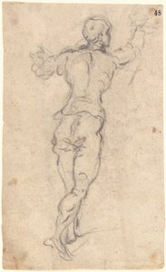 En skridende yngling med løftede arme, set bagfra af Jacopo Tintoretto